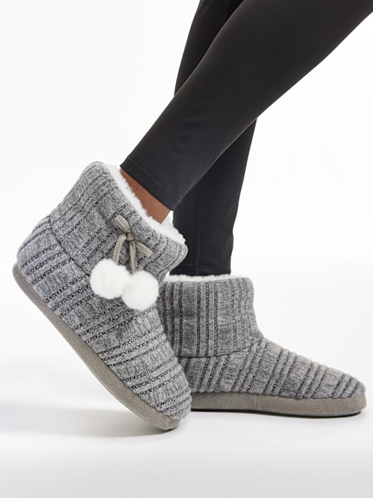 casa mia pantoffel pluche grijs deichmann